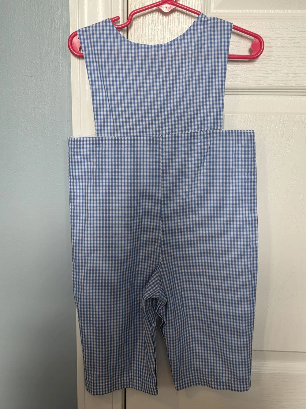 Cactus Blue Gingham Duck Smocked Overalls